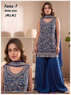 Fanta 1-6 Fendi Silk 3-Piece Top Divider Palazzo Dupatta Size wise Combo Set