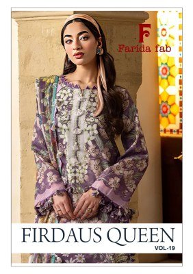 Farida Fab Firdaus Queen Vol. 19 Original Lawn Cotton Unstitched Dress Material 