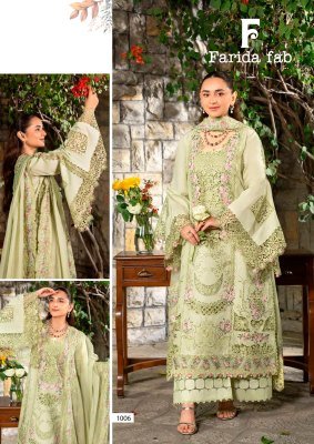 Farida Fab Karachi Cotton Kurti Pant Set with Dupatta (L–3XL) Karachi suits catalogs