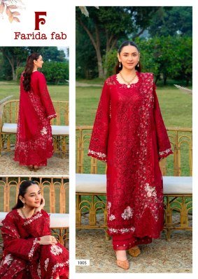 Farida Fab Karachi Cotton Kurti Pant Set with Dupatta (L–3XL) Karachi suits catalogs