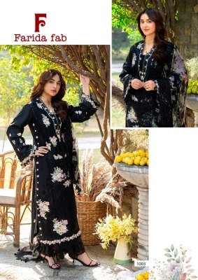 Farida Fab Karachi Cotton Kurti Pant Set with Dupatta (L–3XL) Karachi suits catalogs