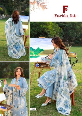 Farida Fab Karachi Cotton Kurti Pant Set with Dupatta (L–3XL) Karachi suits catalogs