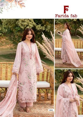 Farida Fab Karachi Cotton Kurti Pant Set with Dupatta (L–3XL) Karachi suits catalogs