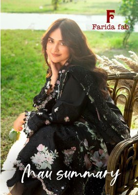 Farida Fab Mau Summary Lawn Cotton Kurti Pant Set with Malmal Dupatta (M–3XL) wholesale catalogs