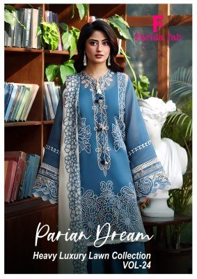 Farida Fab Parian Dream Vol 24 Pure Lawn Cotton Dress Material with Mal Mal Cotton Dupatta 