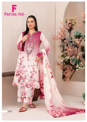 Farida Fab Parian Dream Vol 24 Pure Lawn Cotton Dress Material with Mal Mal Cotton Dupatta dress material catalogs