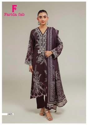 Farida Fab Parian Dream Vol 24 Pure Lawn Cotton Dress Material with Mal Mal Cotton Dupatta dress material catalogs