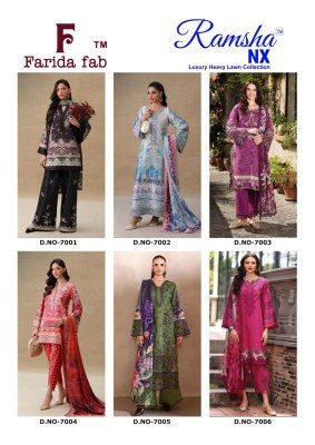 Farida Fab Ramsha NX Heavy Lawn Print Dress Material dress material catalogs