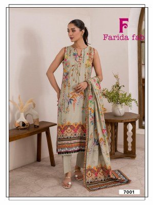 Farida Fab Ramsha Vol-7 Lawn Cotton Kurti Pant Dupatta Set readymade suit catalogs