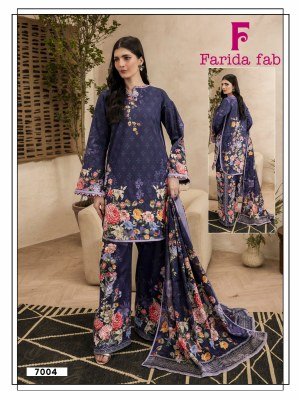 Farida Fab Ramsha Vol-7 Lawn Cotton Kurti Pant Dupatta Set readymade suit catalogs