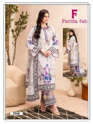 Farida Fab Ramsha Vol-7 Lawn Cotton Kurti Pant Dupatta Set readymade suit catalogs