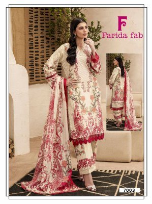 Farida Fab Ramsha Vol-7 Lawn Cotton Kurti Pant Dupatta Set readymade suit catalogs