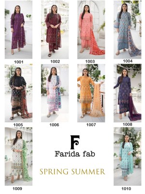 Farida fab spring summer pure cotton printed dress material catalogue at amaviexpo dress material catalogs
