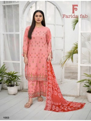 Farida fab spring summer pure cotton printed dress material catalogue at amaviexpo dress material catalogs