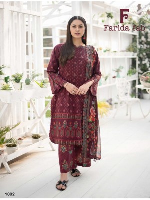 Farida fab spring summer pure cotton printed dress material catalogue at amaviexpo dress material catalogs