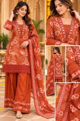 Farshi Collection Pure Cotton Printed Heavy Work Kurti Farshi Salwar Dupatta 3 Piece Set wholesale catalogs