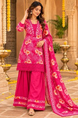 Farshi Collection Pure Cotton Printed Heavy Work Kurti Farshi Salwar Dupatta 3 Piece Set readymade suit catalogs