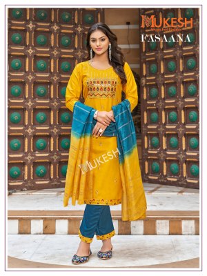 Fasaana By Mukesh Reyon Embroidered Kurta pant and dupatta Collection at low price readymade suit catalogs
