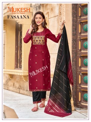Fasaana By Mukesh Reyon Embroidered Kurta pant and dupatta Collection at low price readymade suit catalogs