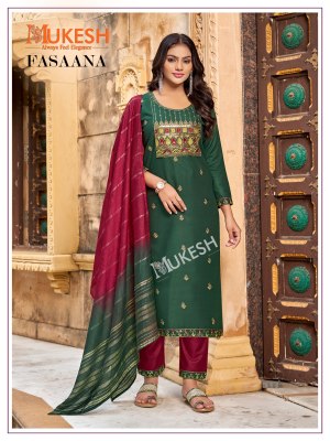 Fasaana By Mukesh Reyon Embroidered Kurta pant and dupatta Collection at low price readymade suit catalogs