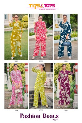 Fashion Beats vol 11 by Tips and tops Heavy reyon printed co ord set collection at low rate co ord set catalogs