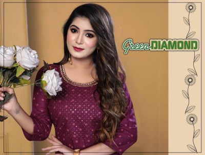 Fashion Talk by Green Daimond vol 1 pure reyon embroidered foil printed kurti catalogue at low rate Amavi