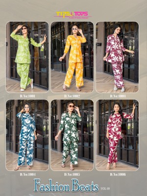 Fashion beats vol 9 by Tips and tops Heavy reyon Printed co ord set collection in low price co ord set catalogs