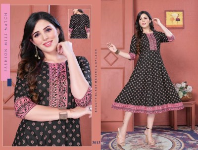 Fashion miss match by Miss Brilliant reyon foil printed embroidered kurti catalogue at low rate kurtis catalogs