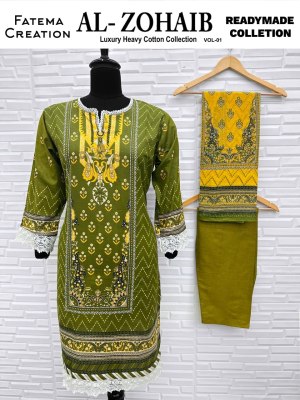 Fatema Ai Zohaib Vol 1  Karachi Readymade Kurti Pant With Dupatta Wholesale  kurtis catalogs