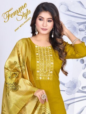 Femme Style Bombay Dobby Rayon Kurti Pant with Dupatta Set wholesale catalogs