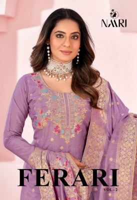 Ferari 2 by naari pure muslin jerqued unstitched suit catalogue at affordable rate  Naari