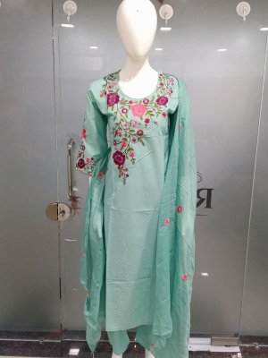 Festival Collection 3-Piece Pure Cotton Kurti Pant Dupatta with & Latkan Size wise Combo Set