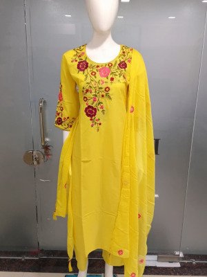 Festival Collection 3-Piece Pure Cotton Kurti Pant Dupatta with & Latkan Size wise Combo Set