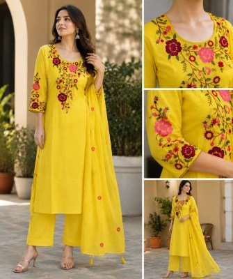 Festival Collection 3-Piece Pure Cotton Kurti Pant Dupatta with & Latkan Size wise Combo Set