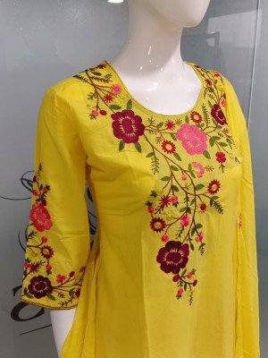 Festival Collection 3-Piece Pure Cotton Kurti Pant Dupatta with & Latkan Size wise Combo Set