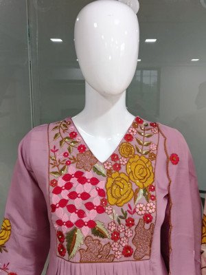 Festival Mull Chanderi 3-Piece Suit Set with Hand Work and Dupatta Size wise Combo Set