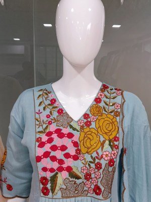 Festival Mull Chanderi 3-Piece Suit Set with Hand Work and Dupatta Size wise Combo Set