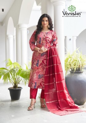 Festival vol 1 by Vaniska Straight chanderi printed kurti pant and dupatta catalogue at affordable rate  readymade suit catalogs