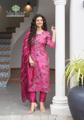 Festival vol 1 by Vaniska Straight chanderi printed kurti pant and dupatta catalogue at affordable rate  readymade suit catalogs
