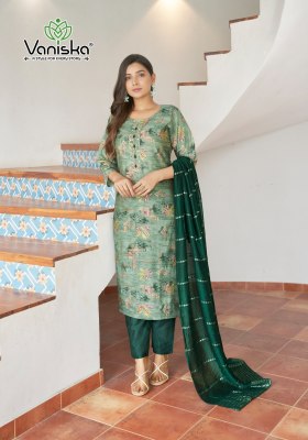 Festival vol 1 by Vaniska Straight chanderi printed kurti pant and dupatta catalogue at affordable rate  readymade suit catalogs