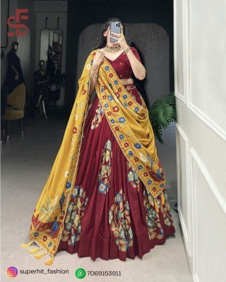 Festive Tussar Dreams Lehenga Choli 1239 Maroon Colour Set Foil Work And Gotta Patti Lehenga  Foil Print And Lace Touch Lehenga Wholesale lehenga choli