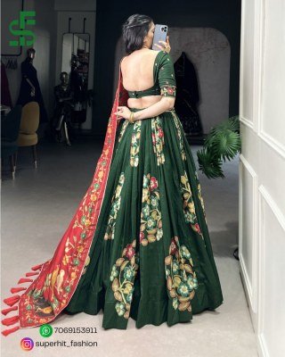Festive Tussar Dreams Lehenga Choli 1239 Green Colour Set Foil Work And Gotta Patti Lehenga  Foil Print And Lace Touch Lehenga Wholesale lehenga choli
