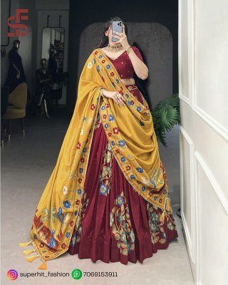 Festive Tussar Dreams Lehenga Choli 1239 Maroon Colour Set Foil Work And Gotta Patti Lehenga  Foil Print And Lace Touch Lehenga Wholesale lehenga choli