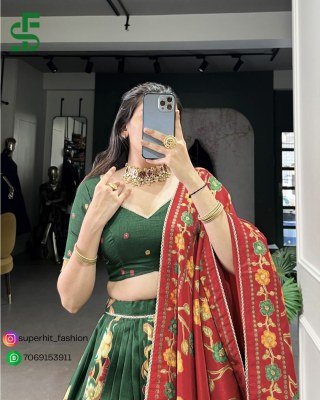 Festive Tussar Dreams Lehenga Choli 1239 Green Colour Set Foil Work And Gotta Patti Lehenga  Foil Print And Lace Touch Lehenga Wholesale lehenga choli
