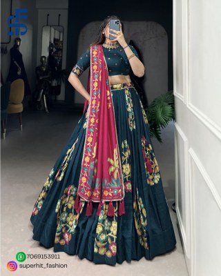 Festive Tussar Dreams Lehenga Choli 1239 Blue Colour Set Foil Work And Gotta Patti Lehenga  Foil Print And Lace Touch Lehenga Wholesale lehenga choli