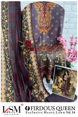 Firdous Queen vol 14 by Lsm Galleria Pure Heavy Lawn unstitched suit catalogue at affordable rate salwar kameez catalogs