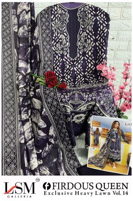 Firdous Queen vol 14 by Lsm Galleria Pure Heavy Lawn unstitched suit catalogue at affordable rate salwar kameez catalogs