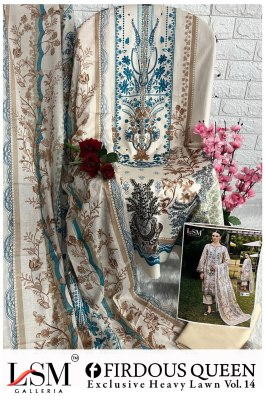 Firdous Queen vol 14 by Lsm Galleria Pure Heavy Lawn unstitched suit catalogue at affordable rate salwar kameez catalogs