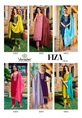 Fiza vol 4 by Vaniska Roman silk embroidered kurti with pant and dupatta pair at amavi expo readymade suit catalogs