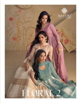 Floral vol 2 by Sayuri designer real georgette embroidered gown catalogue at affordable rate 
